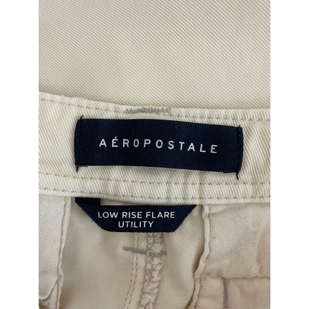 Aeropostale Low-Rise Flare Utility Cargo Pants Off White Size 4 Y2K 90s 2000s - Picture 11 of 12